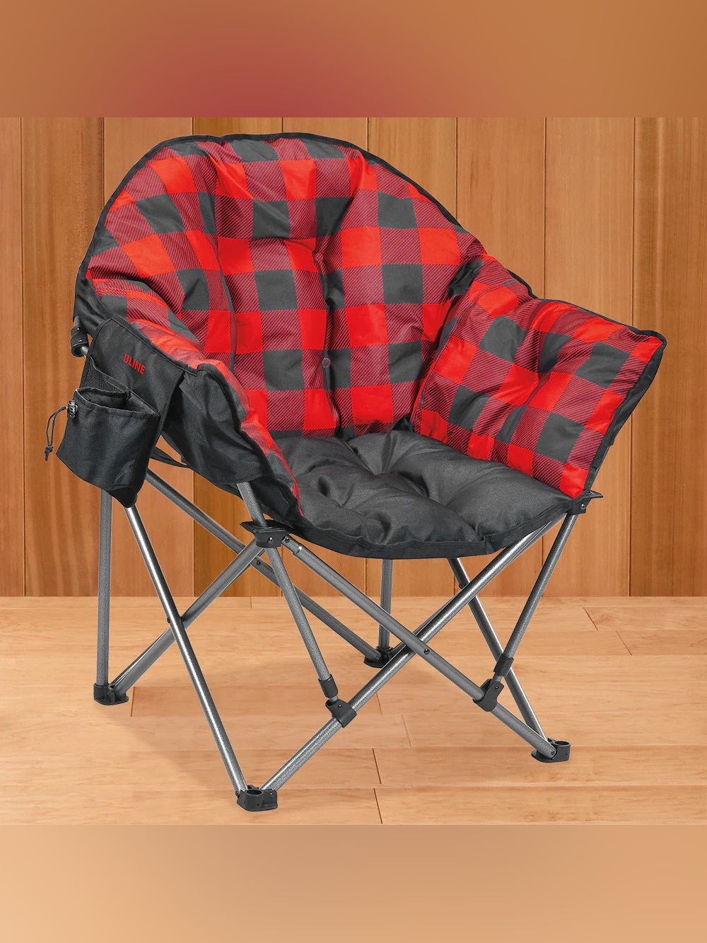 Big Daddy Plush Chair - Black & Red Plaid Foldable Chair